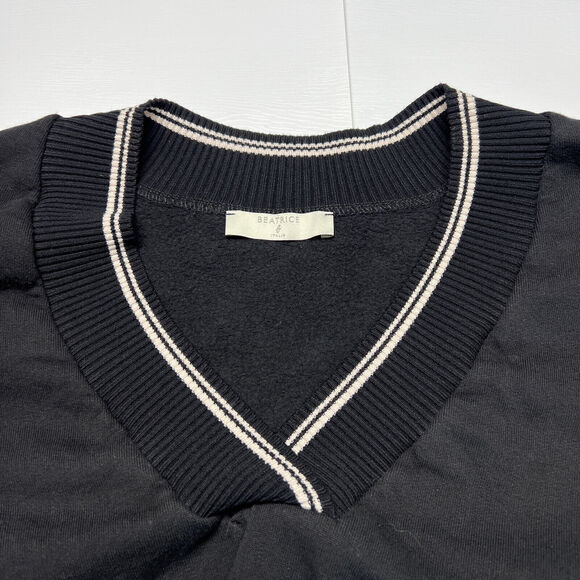 BEATRICE B. Italia Pleated Sides Sweatshirt SIZE XS Black Pullover Top ITALY - Picture 5 of 11